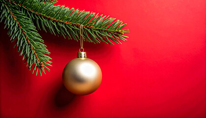 one Christmas tree stem, and one ball with a red background