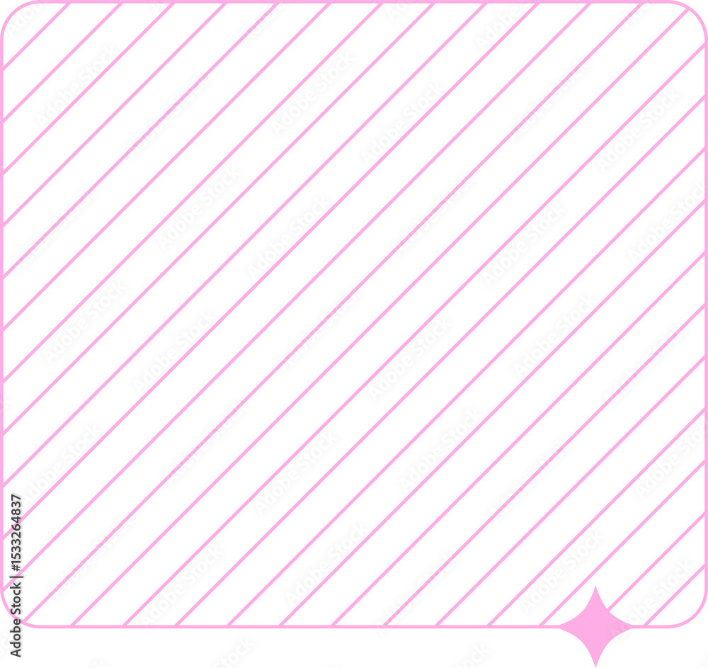 Poster showing frame with pink outline, gray stripes and overlapping pink sparkle on transparent canvas