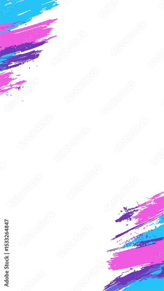 Poster abstract vector art of colorful brush strokes is floating on transparent background, copy space