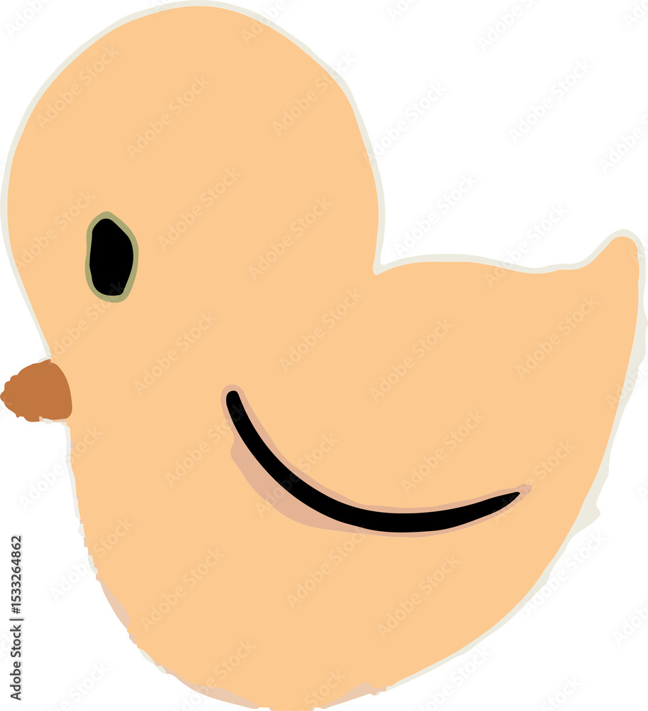 Poster showing minimalistic cartoon bird floating in profile facing left with transparent background