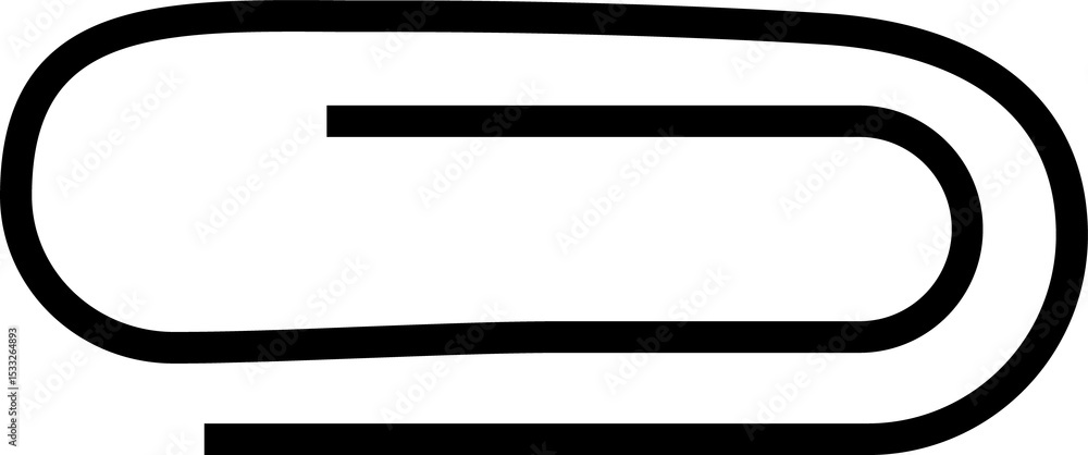 Poster flat design paperclip icon floating on transparent backdrop, showing white loop, bold black outline