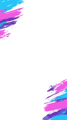 Abstract vector art of colorful brush strokes is floating on transparent background, copy space