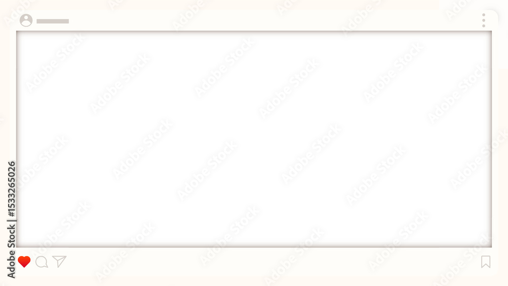 Aufkleber showing flat-design social post template on cream canvas with ui elements, transparent-background