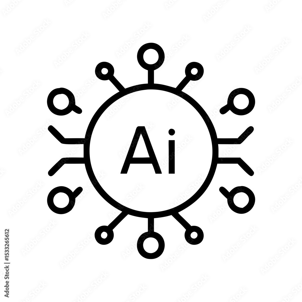 Poster modern circular icon featuring the text 'ai' symbolizing outline icon
