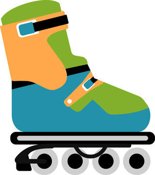 Fototapeta Stylized inline skate boot is showing colorful strap buckles on metal frame transparent background