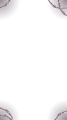 Border is showing four gradient circles with barbed wire coils, transparent background, copy space