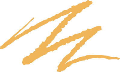 Three zigzag brushstroke marks are appearing in flat vector illustration, on transparent background