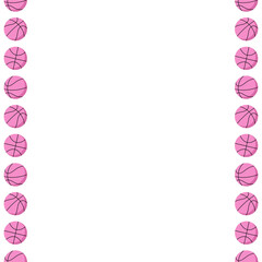 Displaying flat design pink basketball icons forming two columns on transparent canvas, copy space