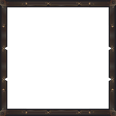 Decorative square frame is showing art deco gold lines around teal center on transparent background