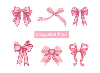 Collection of elegant pink coquette bows for fashion and design