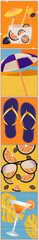 Summer flat icons are showing drinks, umbrella, flip-flops and sunglasses on transparent background