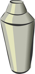 Metallic cocktail shaker in flat design is showing removable cap on transparent background