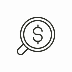 magnifying glass dollar sign icon sign vector