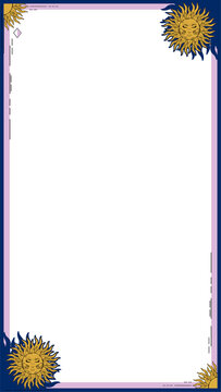Fototapeta Flat design sun-themed frame featuring golden sun icons and pink diamond on transparent backdrop