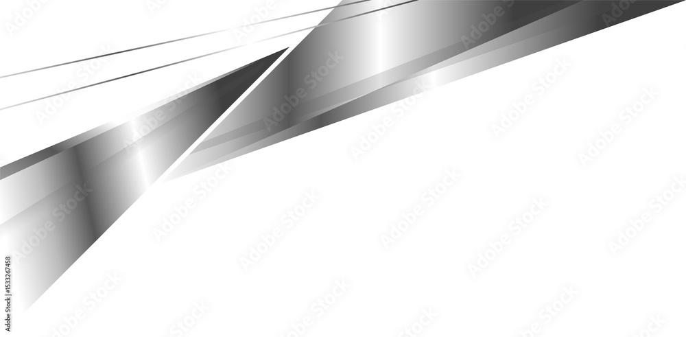 Poster intersecting diagonal ribbons floating on transparent backdrop showing silver gradient, crisp edges