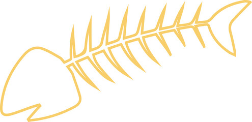 Naklejka premium Showing stylized fish skeleton in line art with head, spine, ribs, tail fin, transparent background