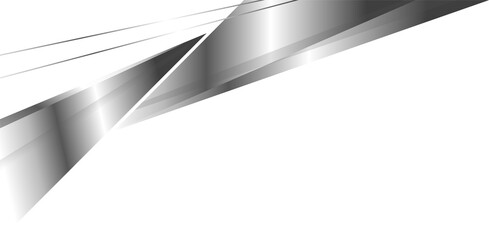 Intersecting diagonal ribbons floating on transparent backdrop showing silver gradient, crisp edges