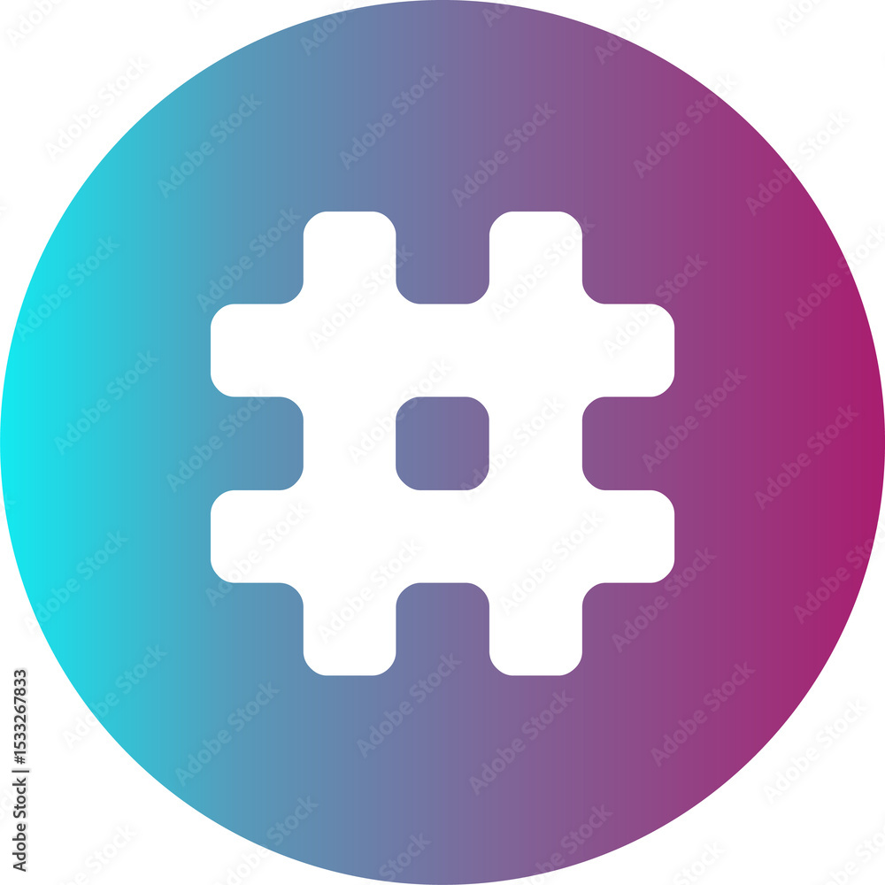 Poster abstract white grid symbol is appearing on flat circular gradient disc with transparent background