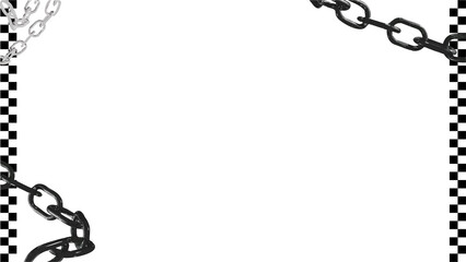 Metallic chain segments are forming frame around center in flat design, transparent background