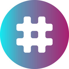 Abstract white grid symbol is appearing on flat circular gradient disc with transparent background