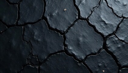 Obraz premium Dark gray stone, deeply cracked, rough texture, aged surface , rustic, element, geology