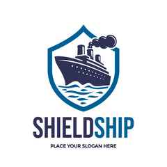 Strong logo featuring a ship within a protective shield, symbolizing safety, reliability, and secure maritime transport. Ideal for shipping companies, cruise lines, or marine insurance. Represents tru
