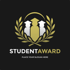 Elegant logo featuring graduates with a laurel wreath, symbolizing academic excellence and student achievement. Ideal for educational institutions, scholarship programs, or award ceremonies. Represent