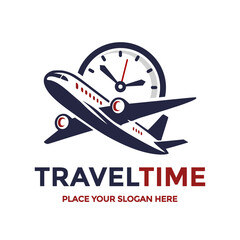 Travel time vector logo template. This design use clock symbol. Suitable for business.