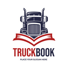 Unique logo featuring a truck atop an open book, symbolizing logistics knowledge and trucking education. Ideal for dispatch software, fleet management, or training academies.