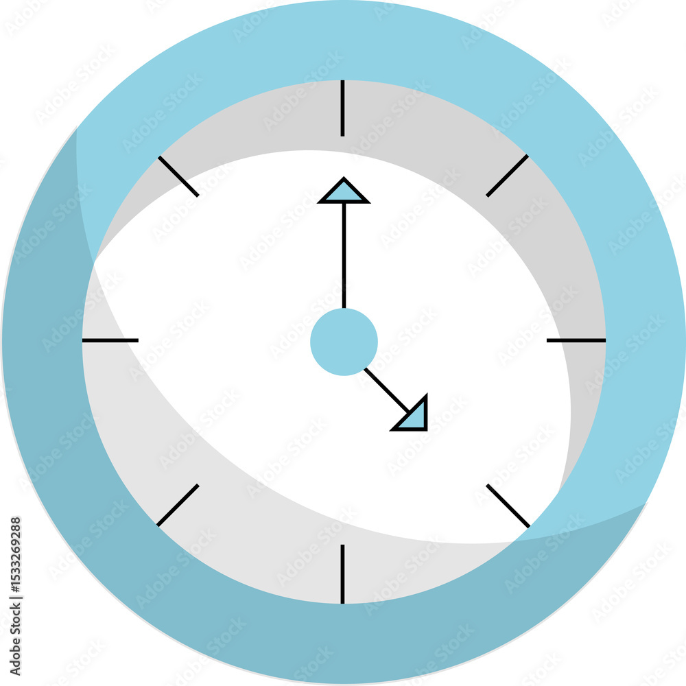 Aufkleber flat design clock is showing overlapping blue ring and black arrow hands on transparent background