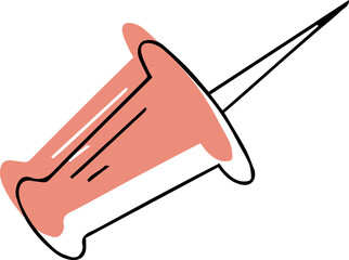 Vector graphic featuring orange syringe barrel and slender white needle on transparent background