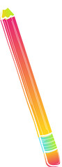 Flat gradient pencil showing lime-green wooden tip, cyan ferrule, eraser on transparent background