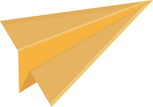 Fototapeta Golden paper airplane flying at angle, showing folds, shading, vector, transparent background