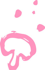 Amorphous pink shapes floating on transparent background in flat design showing paint splashing