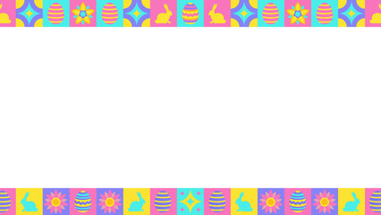 Fototapeta premium Flat Easter border featuring pastel square motifs on transparent background, copy space
