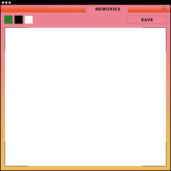 Flat design MEMORIES UI is displaying gradient header and swatches on transparent background