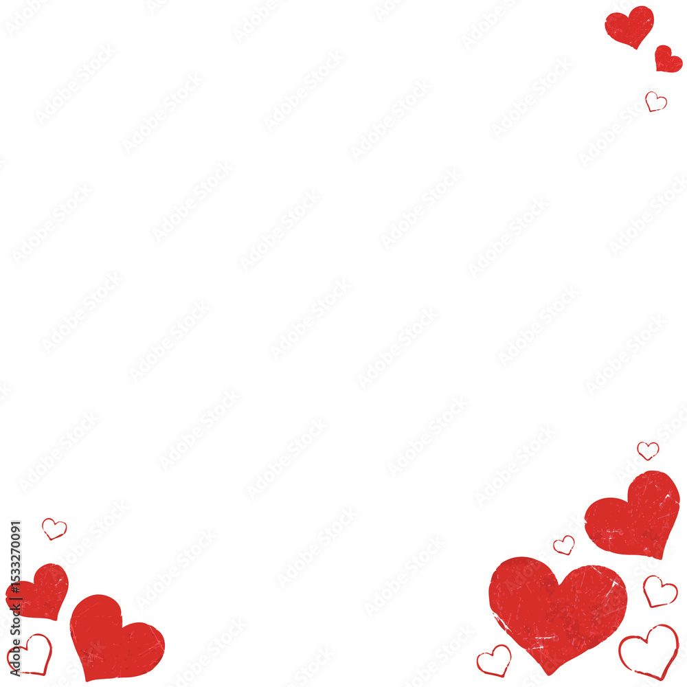 Poster heart frame is showing in flat design on transparent background with red heart clusters, copy space