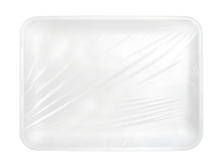 Wrapped styrofoam food tray isolated on transparent background