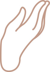Abstract hand outline is floating in flat design on transparent canvas, showcasing peach line art
