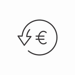 euro refund arrow icon sign vector