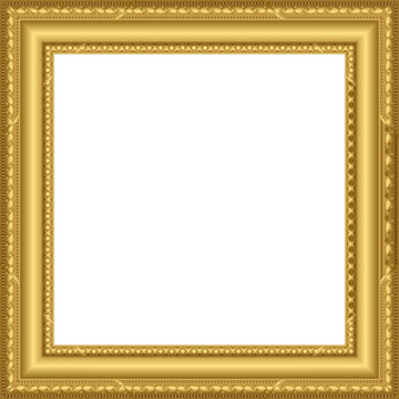 Fototapeta Vector showing golden frame with leaf bead rim, teal panel on transparent backdrop, copy space