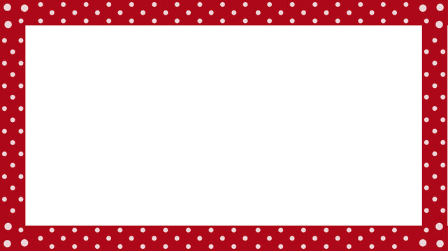 Abstract frame is showing flat red polka dot border with muted teal panel on transparent background