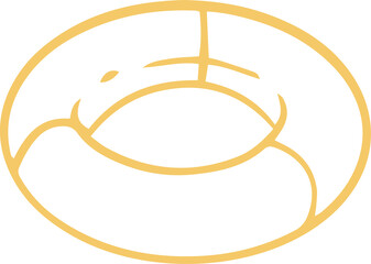 Donut-shaped swim ring float tube being shown in flat line drawing style, transparent background