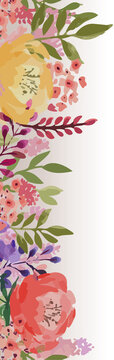Fototapeta Watercolor bouquet of peony-inspired blooms and leaves is being rendered on transparent canvas