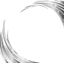 Fototapeta premium Silver brushstroke arcs are swirling with stars and sparkles in flat design, transparent background