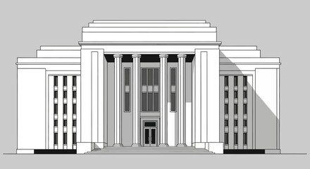 Classic Courthouse Exterior Building Illustration
