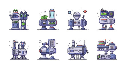 Future Space Habitats and Off-World Colony Modules Icons