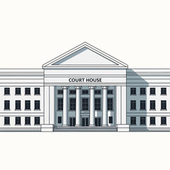 Classic Courthouse Building Vector Illustration