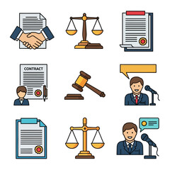 Legal and Justice System Icons Set