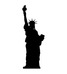 simplified smooth statue of liberty black silhouette, isolated